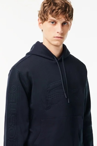 Lacoste Men's Relaxed Fit Kapüşonlu Baskılı Hoodie Sweatshirt Erkek Organik Pamuk Sweatshirt Siyah