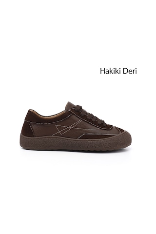 Diğer Kadın Kahverengi Bağcıklı Hakiki Deri Sneaker Dyza85245735