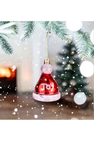 Yılbaşı Süsü 6'lı Bere Kırmızı 8 Cm