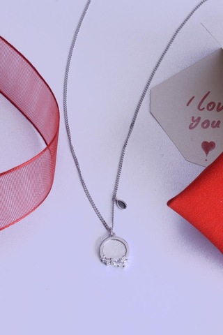 Innuendo Jewelry 925 Ayar Gümüş Damla Taş Detaylı Oval Kolye Gümüş