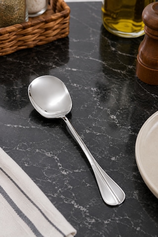 Çelik Servis Kaşığı - Ergonomik Paslanmaz Çelik Kaşık - Pilav Tatlı Yemek Servis Kaşığı - 21 Cm