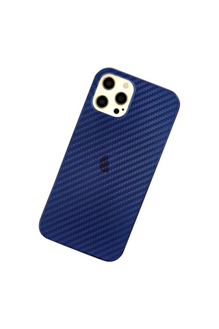Newface Apple iPhone Uyumlu 12 Pro Max Kılıf Karbon Pp Silikon Semeglbl - 54 - Mavi
