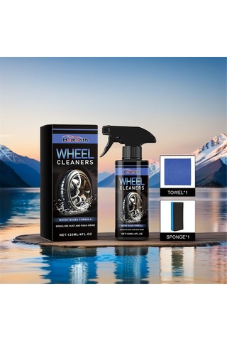 Jeehugo Oto Jant Temizleyici Spreyi 120ml - Dirsek Ve Yol Kirliliğini Kaldırır, Alüminyum Dışında Tüm Jantlar İçin - 1 Sponge + 1 Mendil