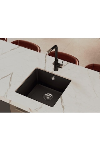 Real Stone Steep 50x40 Antrasit Granit Mutfak Eviyesi Antrasit