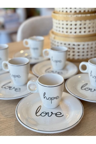 Porland Hope-love 6 Kişilik Kahve Ve İkram Servisi Beyaz