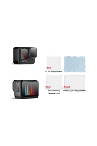Oem Marka Gopro 9/10/ 11/ İçin 3'lü Lcd Lens Ekran Koruyucu Siyah