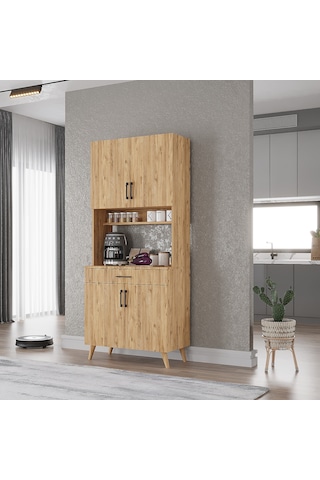 Loysen Kahve Köşesi Çok Amaçlı Dolap Kiler Mutfak Dolabı Çam -70 Cm Çam