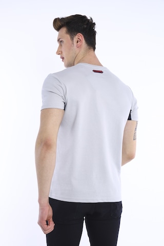 Escetic Erkek Gri Erkek Slim Fit Pamuklu Kısa Kollu Bisiklet Yaka T-Shirt