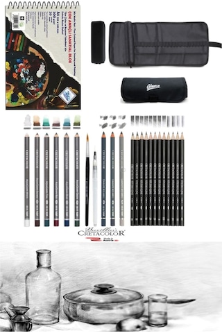 Art Liva 300 Gr 20 Yp A5 Cretacolor6'lı Aquarell Sulandırılabilir Fırçalı Rulo Kalemlik Seti