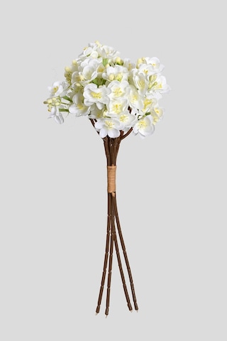 Beyaz Yapay Yasemin Çiçeği Buketi 4 Dallı Lüx İpeksi Dokulu 40 Cm