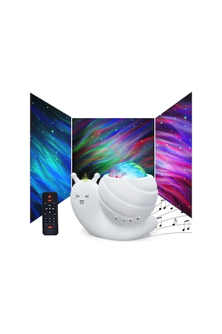 Ruicoo Yıldız Projeksiyonlu Bluetooth Hoparlörlü Gece Lambası - Rahatlatıcı Müzik Ve Aurora Işık Gösterisi Beyaz