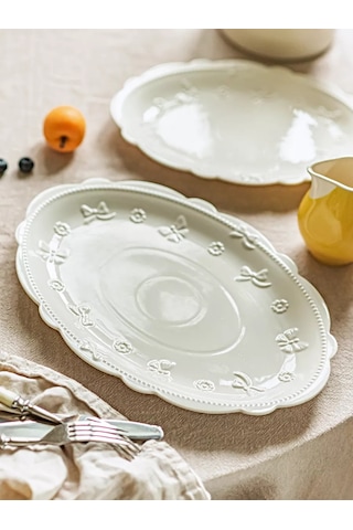 Roomi Beyaz Oval Seramik Tabak 30,5 21,5 Cm 238015429 Beyaz