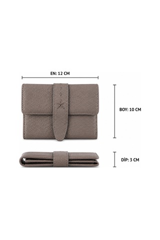 Alphaclub Bag Kadın Hakiki Deri Gri Renk Çıtçıtlı Kartlık Ve Cüzdan