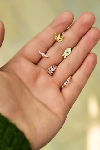 Çelik Üç Renkli 5'li Kombinli Tragus Küpe Model3 Çok Renkli