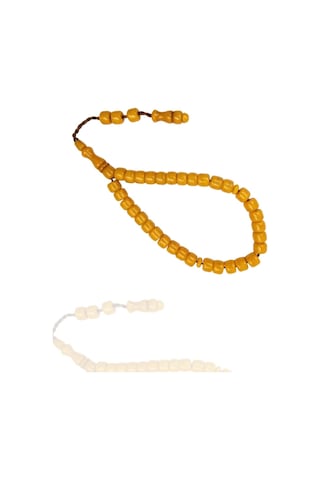 Sıkma Serisi Turuncu Sarı Bilek Boy Kehribar Tesbih Sistem Püsküllü Gümüş