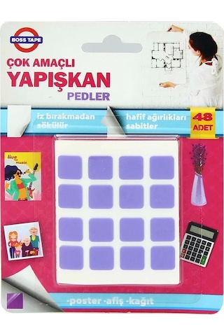 Boss Tape 3906 Çift Taraflı Sök Tak Montaj Bandı Ped 12mmx12mm 48li Blister