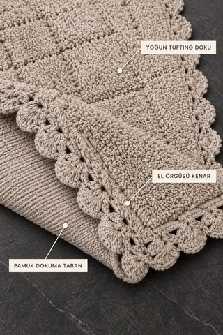 Alanur Bodrum Tufting Cotton Pamuklu El Işi Örgülü 2 Li Paspas 109 Ekru - Kahve