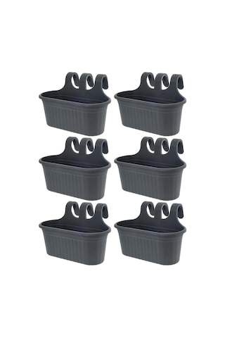 Omnipazar So-tom2 Tombik Askılı Balkon Saksı 6.5 Lt Antrasit 6 Adet