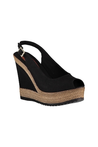 Fox Shoes Siyah Kadın Dolgu Topuklu Ayakkabı 9674070805 Siyah