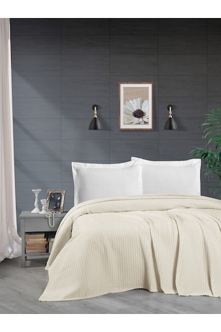 Mulberry Havuzlu Pike Örgü battaniyesi Kalın İplik Ev Dekorasyonu Çift Kişilik 220 x 240 Krem