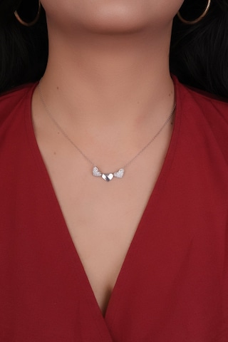 Encili Silver 925 Ayar Gümüş Kalp Model Gümüş Renk Kadın Kolye Gümüş