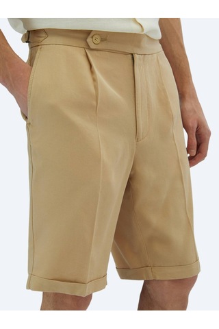 Deve Tüyü Dokuma Carrot Fit Casual Bermuda Bej