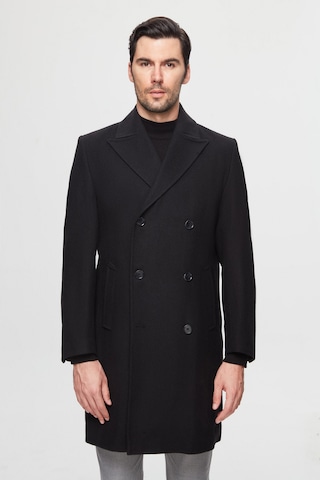 D's Damat Ds Damat Regular Fit Siyah Balıksırtı Kruvaze Palto 3hf0832200151 001