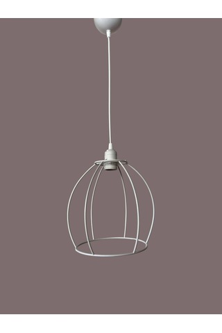 Yarım Küre Avize Teli , İskeleti 20x24 Cm Beyaz Statik Boyalı Duy Takımı Dahil Beyaz