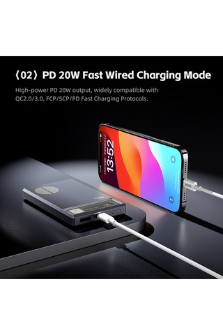 Pd20w 10.000 Mah Retro Magsafe Kablosuz Powerbank Kum Titanyum