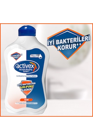 Activex Aktif Antibakteriyel Sıvı Sabun 2 x 1500 ML + 500 ML