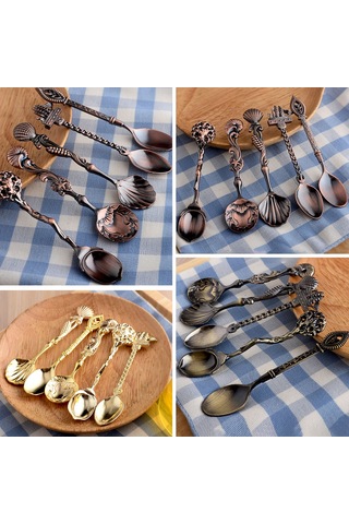 Honmex 5'li Bakır Renkli Kahve Kaşığı Seti - Çay Ve Tatlı Karıştırıcı, Dekoratif Servis Örgücükleri, Alüminyum Allyuminyum Malzeme Diğer