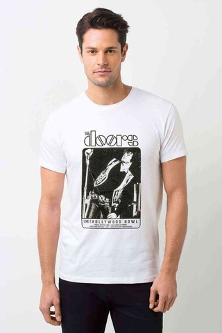 The Doors Live Hollywood Bowl Baskılı Beyaz Erkek Tshirt