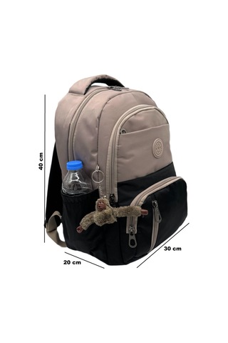 İlk Okul Çantası 3'lü Seti Unisex Çocuk İlkokul Çantası Gry-8010 Vizon-siyah Kahverengi