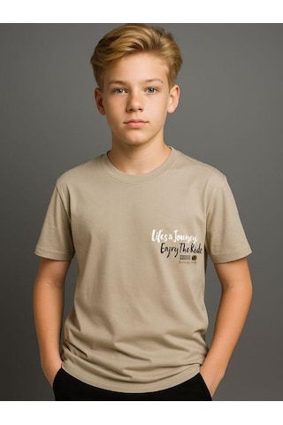 Nk Kids Erkek Çocuk Lifes Yazılı T-shirt-16021 Bej
