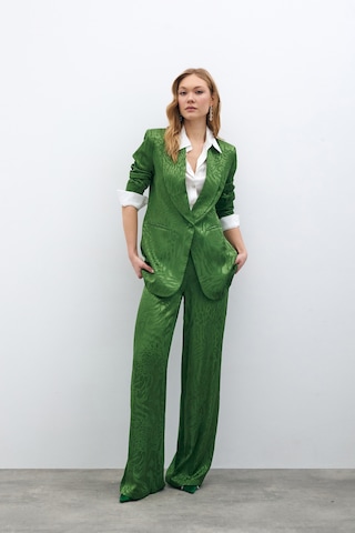 Sateen Desenli Saten Pantolon - Yeşil-134958 Yeşil