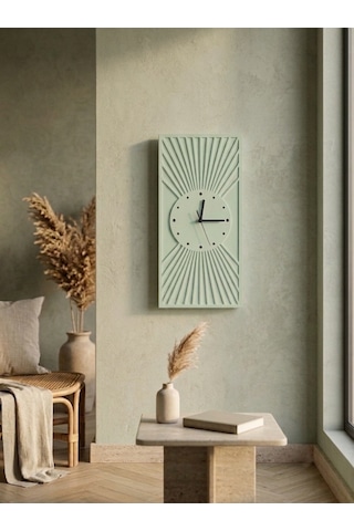 Kaveld Solaria Minimalist Duvar Saati - Modern Bohem Güneş Işınları Motifli Saat, Özel El Yapımı Duvar Saati Beyaz Açık Adaçayı