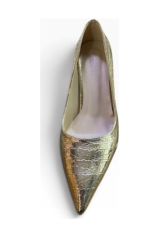 By Doğanrenas Kadın İnce Topuk Çatlak Rugan Suni Deri Stiletto Altın - 942587474 Altın