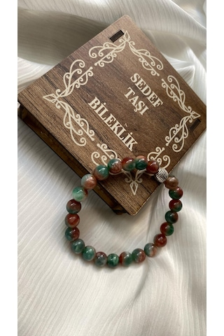 Ahşap Kutulu Zihin Açan Sedef Taşı Bileklik Çok Renkli