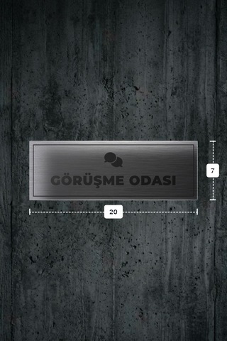 Görüşme Odası Yazılı - Metal - Gümüş Renk - Kapı İsimliği - 20x7 Cm