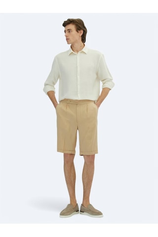 Deve Tüyü Dokuma Carrot Fit Casual Bermuda Bej