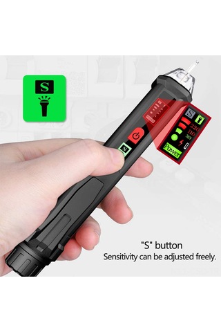 Samdoo "kablosuz Voltaj Test Kalemi - 12v-1000v Ac Algılama, Sesli-ışıklı Uyarı, Kırık Nokta Tespiti, El Fenerli"