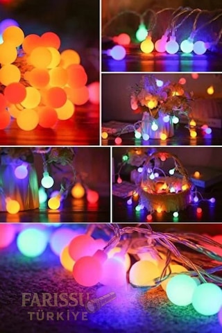 3 Metre 24 Led Rgb Renkli Top Işık Zinciri Dekoratif Yılbaşı Ve Oda Süsleme