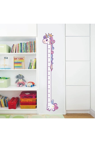 CajuArt Sevimli Unicorn Ahşap Kaliteli Çocuk Odası Boy Ölçer Dekor