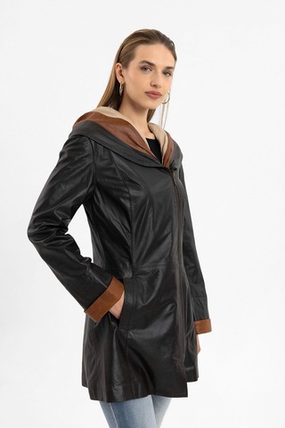 Ulia Kahve Kadın Hakiki Deri Kaban-kahverengi Kahverengi