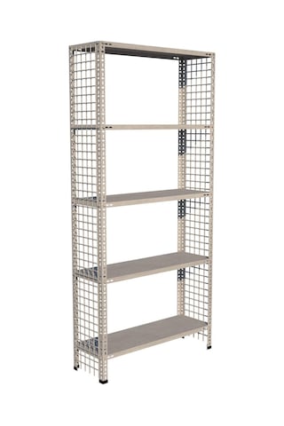 Rafburada 5 Katlı Galvaniz Tel Kafes Çelik Raf - Dekoratif Raf-31x60 cm-150 cm