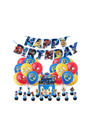 Remake Sonic Doğum Günü Temalı Parti Dekorasyonu Çizgi Film Sürükleme Bayrağı Ekleme Balon Seti D Hy Diğer