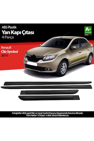 S-dizayn Renault Clio Symbol Abs Plastik Yan Kapı Koruma Çıtası 2012-2019 A+ Kalite