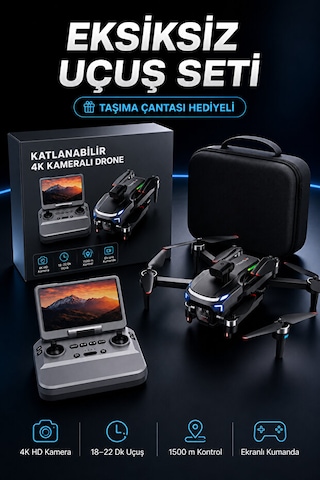 Premium M9 Plus 4k Hd Kameralı Katlanabilir Drone, Ekranlı Kumandalı, 5g Wi-fi Fpv Görüntü, Optik Akış