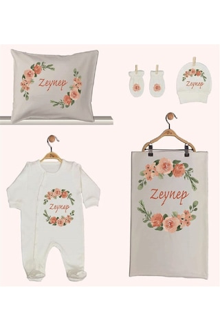 Pia Baby Gl 1946-02 İsme Özel Beşli Tulum Set Krem