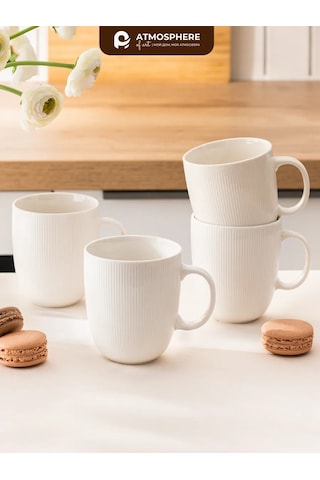 Atmosphere Of Art Ridge Porselen Fincan Seti, 350 Ml, 4 Parç 362430733 Beyaz